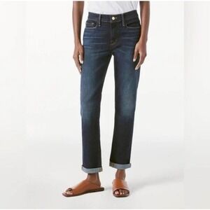 FRAME Denim Le Garçon Straight Mid-Rise Boyfriend Jean Freeman Dark Wash Size 31